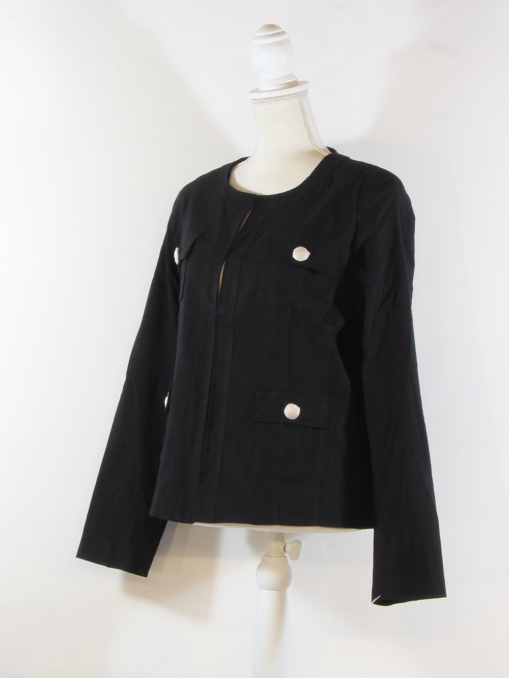 Chadwicks Women's Black Collarless Pocket Blazer w/Gold Buttons - Picture 3 of 5